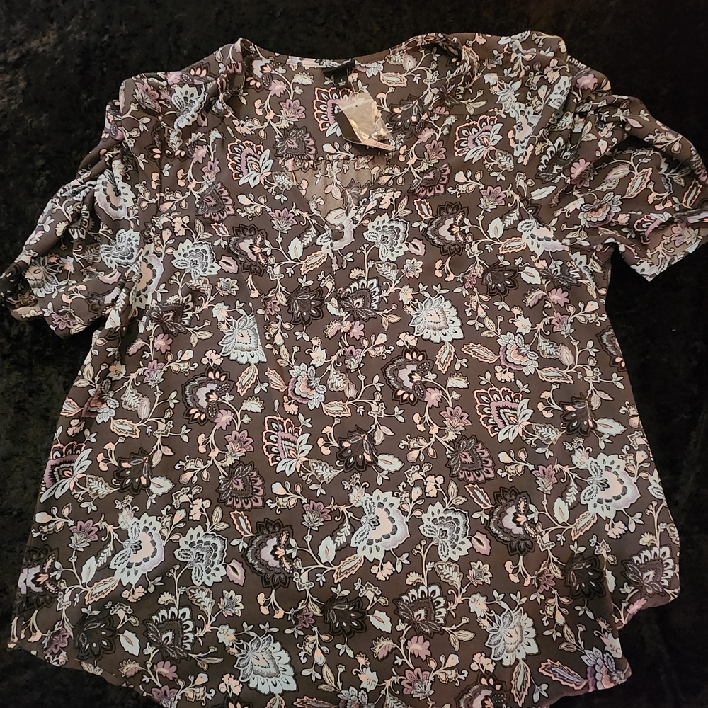 Torrid Grey Floral Blouse